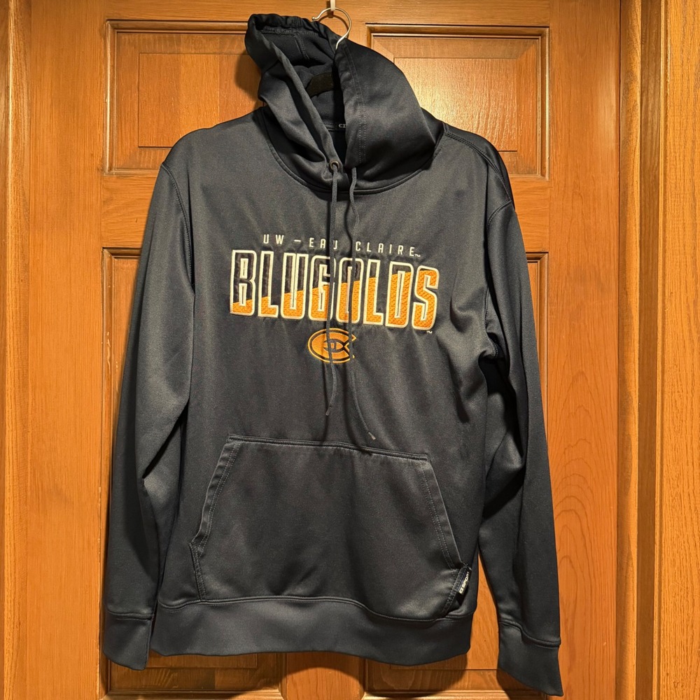 UW-Eau Claire Blugolds Hoodie Navy Blue Performance Sweatshirt Medium